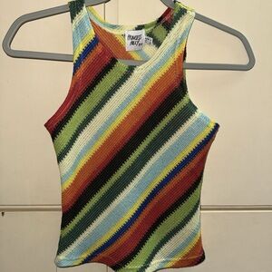 Princess Polly Rainbow Crooked Horizontal Striped Tank Top Women’s 6